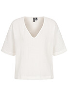Vero Moda Dames Oversized T-shirt met V-hals wit