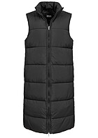 Urban Classics Dames Longform gewatteerd vest met ritssluiting en zakken zwart