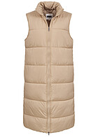 Urban Classics Dames Longform gewatteerd vest met ritssluiting en zakken beige