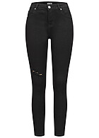 Hailys Dames Skinny fit jeans met 5 zakken en verwoeste look zwart