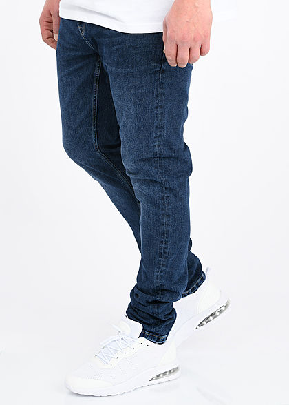 advies mosterd George Bernard ONLY & SONS Herren Slim Fit Jeans Hose 5-Pockets black denim dunkel blau