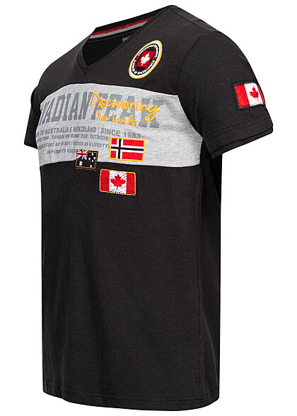 Zeg opzij getuigenis Huiskamer Canadian Peak Heren T-Shirt with V-Neck en logo patch zwart