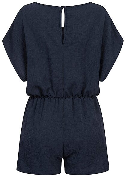 Cloud5ive Damen Musselin Playsuit Jumpsuit mit Fledermausrmeln navy blau