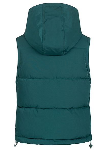 Urban Classics Dames Gewatteerd Vest met ritssluiting en zakken groen