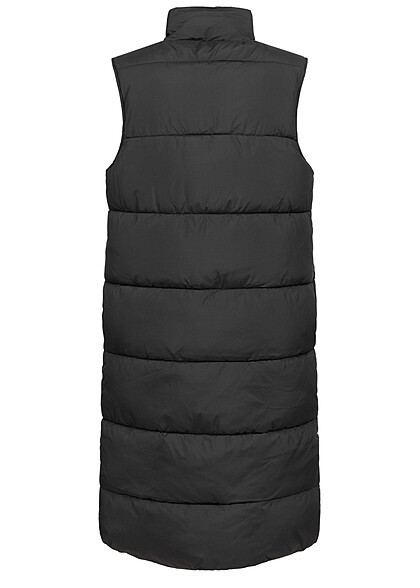 Urban Classics Dames Longform gewatteerd vest met ritssluiting en zakken zwart