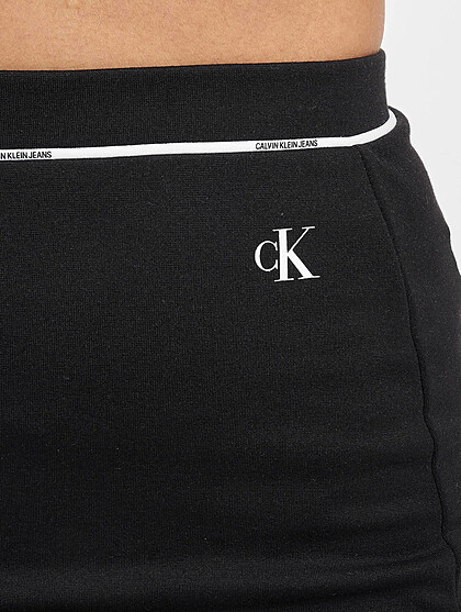 Calvin Klein Jeans Damen Mini Bund Rock und Side Split elastischem schwarz mit