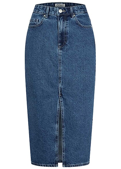 ONLY Dames NOOS Denim Rok met 5-pockets en splitten blauw