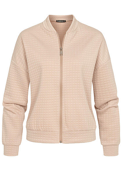 Cloud5ive Dames Bomberjack met diamantstiksel beige