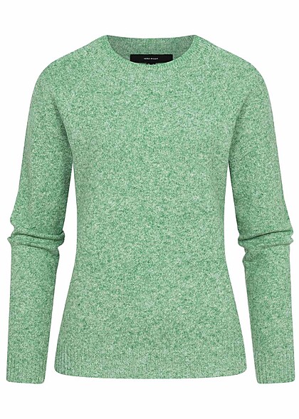 Vero Moda Dames NOOS Trui met ronde hals en geribde manchetten groen