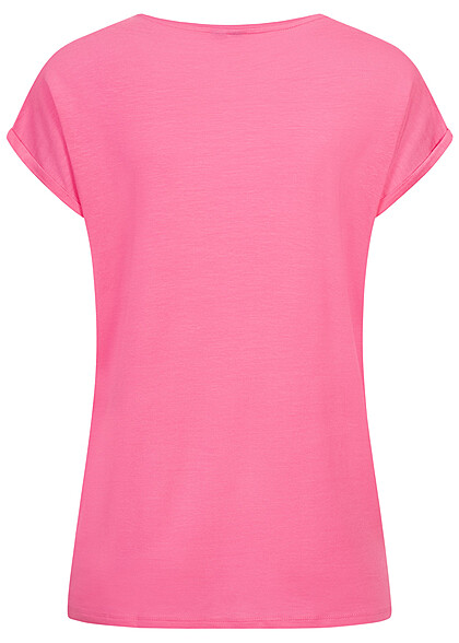 Vero Moda Damen NOOS T-Shirt Top mit rmelumschlag cosmos pink