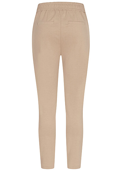 Cloud5ive Dames Stoffen broek met 2 zakken en trekkoorden beige