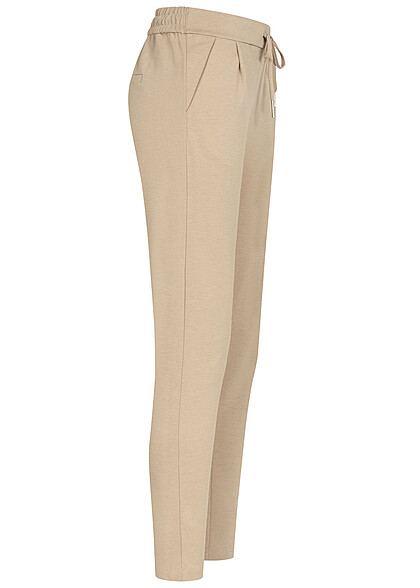 Cloud5ive Dames Stoffen broek met 2 zakken en trekkoorden beige