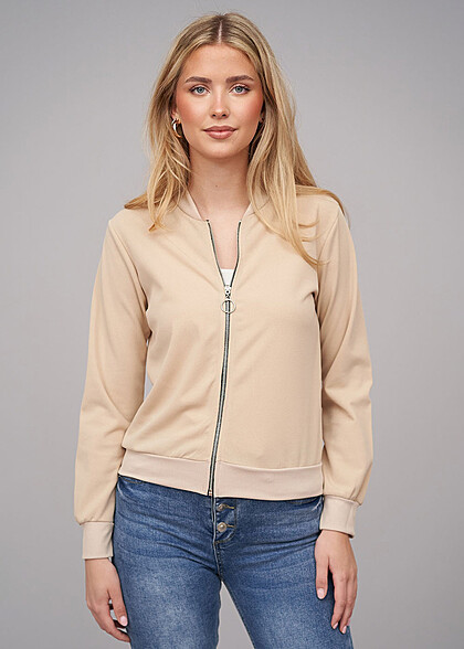 Cloud5ive Dames Blousonjasje met rits beige