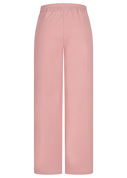 Cloud5ive Dames Stoffen Broek met wijde pijpen en elastische tailleband roze