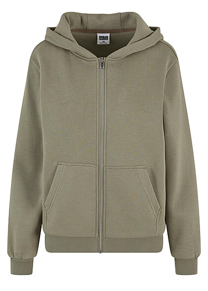 Urban Classics Dames Zip-Hoodie met 2-Zakken olijfgroen